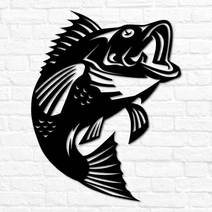 bass fish black and white